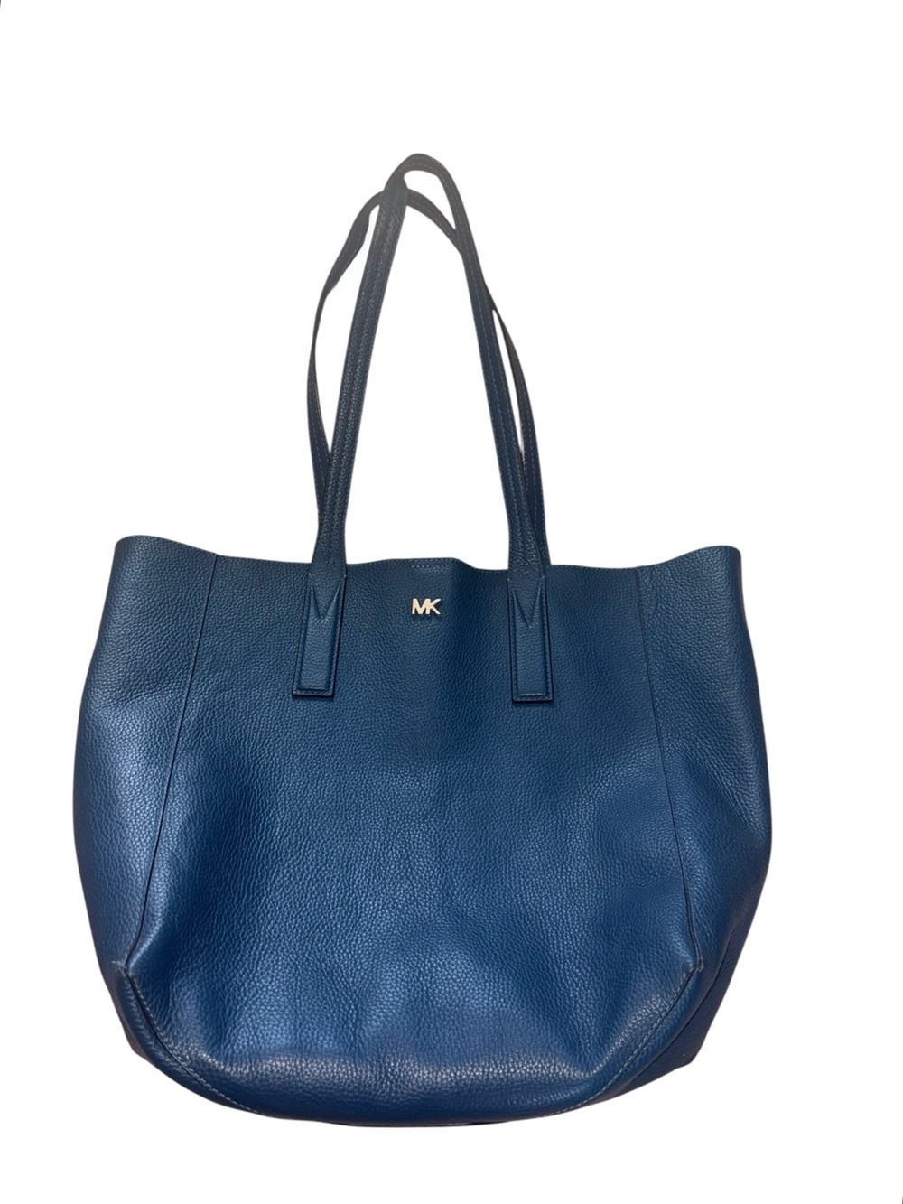 Michael Kors Blue/Teal Pebbled Leather Tote with Silver MK Accent